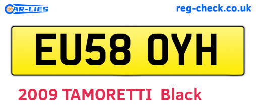EU58OYH are the vehicle registration plates.