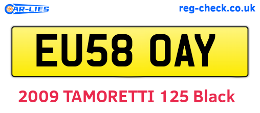 EU58OAY are the vehicle registration plates.