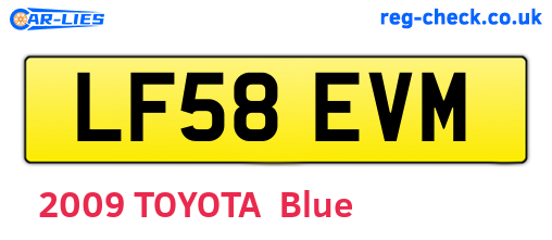 LF58EVM are the vehicle registration plates.