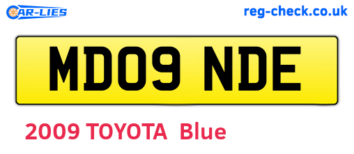 MD09NDE are the vehicle registration plates.