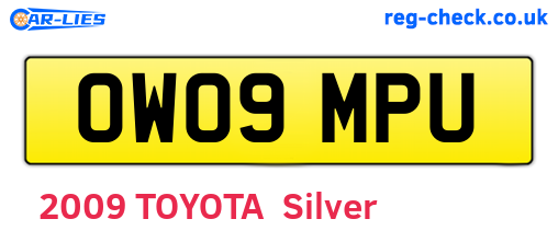 OW09MPU are the vehicle registration plates.
