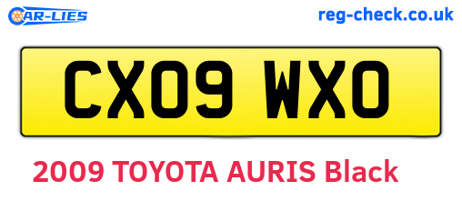 CX09WXO are the vehicle registration plates.
