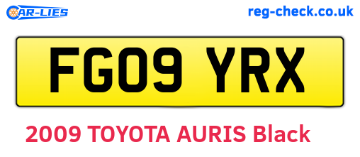 FG09YRX are the vehicle registration plates.