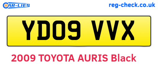 YD09VVX are the vehicle registration plates.