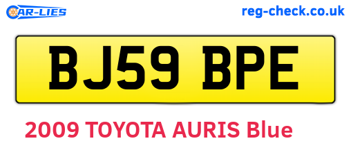 BJ59BPE are the vehicle registration plates.