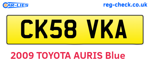 CK58VKA are the vehicle registration plates.