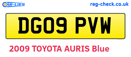 DG09PVW are the vehicle registration plates.