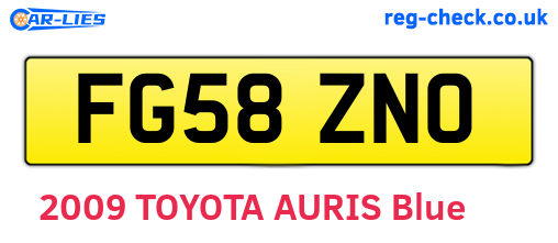 FG58ZNO are the vehicle registration plates.