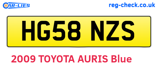 HG58NZS are the vehicle registration plates.