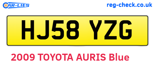 HJ58YZG are the vehicle registration plates.