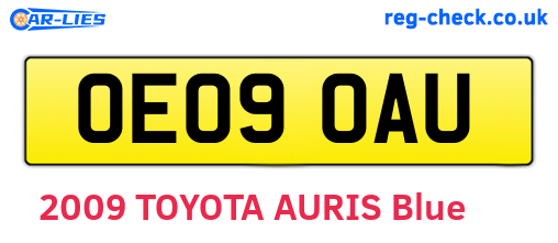 OE09OAU are the vehicle registration plates.