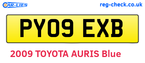 PY09EXB are the vehicle registration plates.