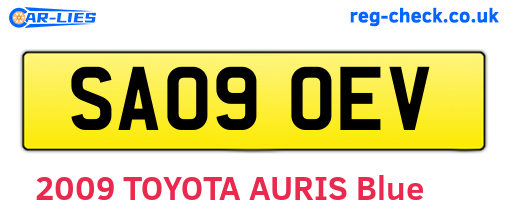 SA09OEV are the vehicle registration plates.