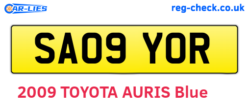 SA09YOR are the vehicle registration plates.