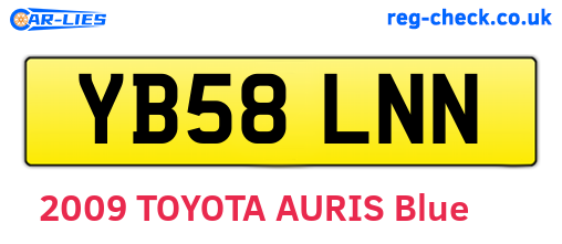 YB58LNN are the vehicle registration plates.