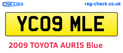 YC09MLE are the vehicle registration plates.