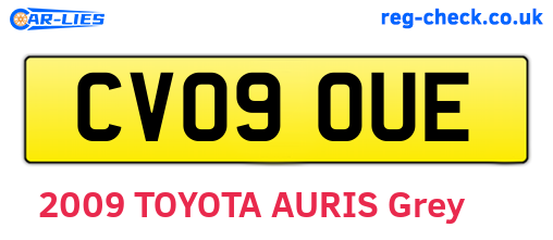 CV09OUE are the vehicle registration plates.