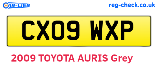 CX09WXP are the vehicle registration plates.