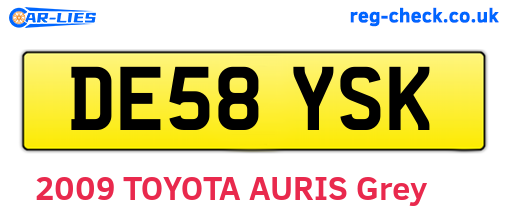 DE58YSK are the vehicle registration plates.