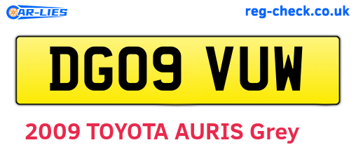 DG09VUW are the vehicle registration plates.