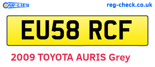 EU58RCF are the vehicle registration plates.