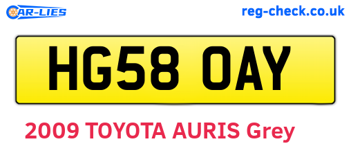 HG58OAY are the vehicle registration plates.