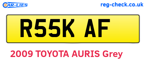 R55KAF are the vehicle registration plates.