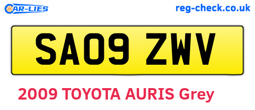 SA09ZWV are the vehicle registration plates.