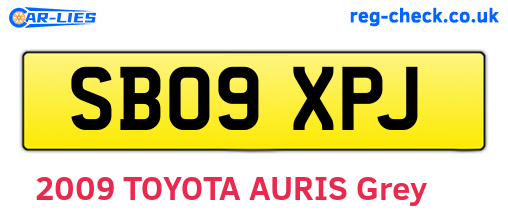 SB09XPJ are the vehicle registration plates.
