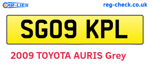 SG09KPL are the vehicle registration plates.