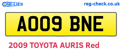 AO09BNE are the vehicle registration plates.