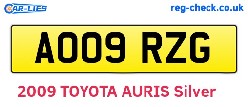 AO09RZG are the vehicle registration plates.