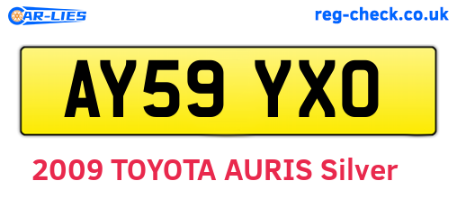AY59YXO are the vehicle registration plates.