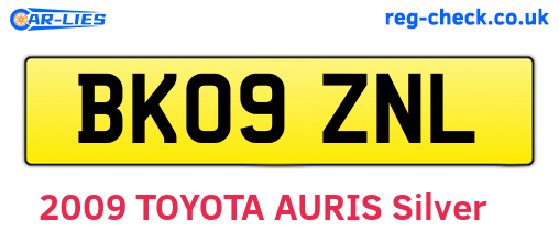 BK09ZNL are the vehicle registration plates.
