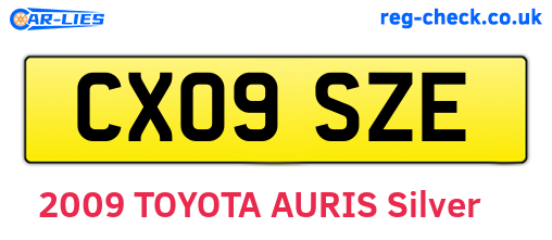 CX09SZE are the vehicle registration plates.
