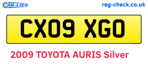 CX09XGO are the vehicle registration plates.