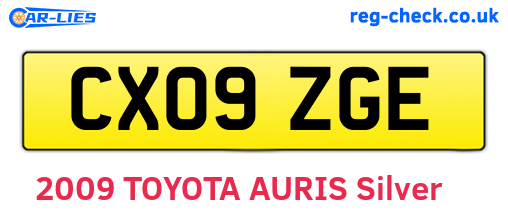 CX09ZGE are the vehicle registration plates.