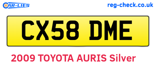 CX58DME are the vehicle registration plates.