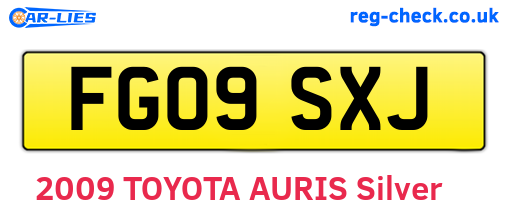 FG09SXJ are the vehicle registration plates.