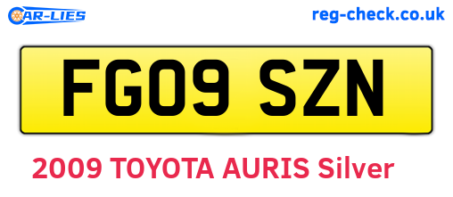 FG09SZN are the vehicle registration plates.
