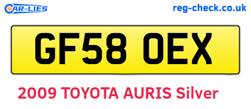GF58OEX are the vehicle registration plates.