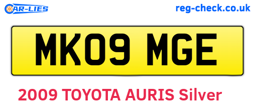 MK09MGE are the vehicle registration plates.