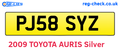 PJ58SYZ are the vehicle registration plates.