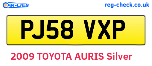 PJ58VXP are the vehicle registration plates.