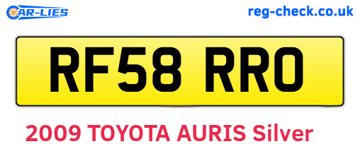 RF58RRO are the vehicle registration plates.