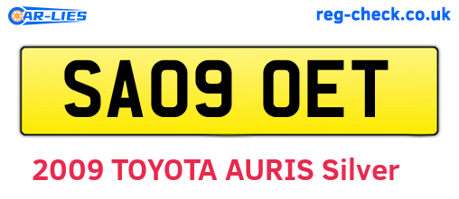 SA09OET are the vehicle registration plates.