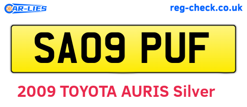 SA09PUF are the vehicle registration plates.