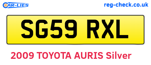 SG59RXL are the vehicle registration plates.