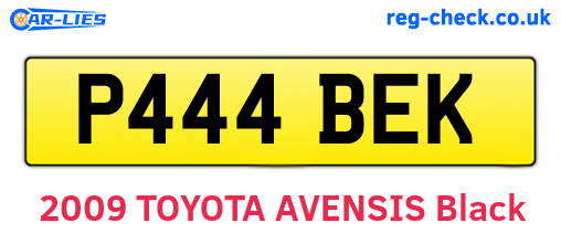 P444BEK are the vehicle registration plates.