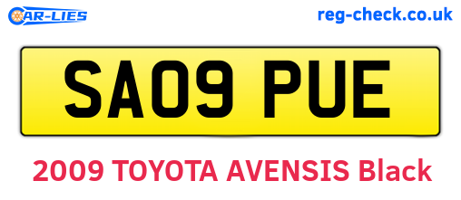 SA09PUE are the vehicle registration plates.